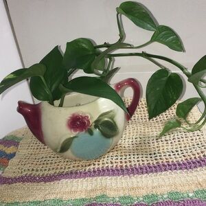 Vintage Ceramic Apple Teapot Wall Pocket Planter Shawnee Pottery Hang or Stand